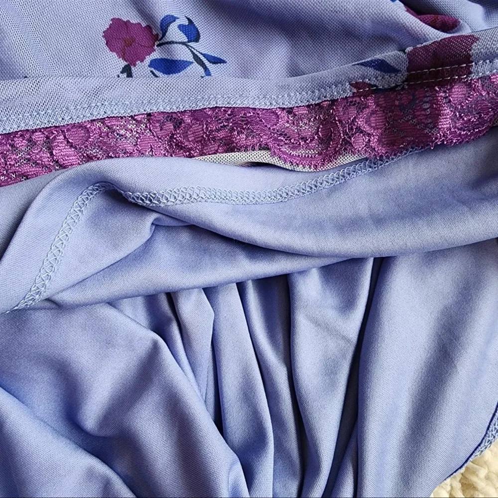 Periwinkle & Purple Floral Print Slip Dress - Picture 10 of 11